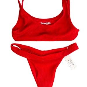 Frankie’s bikinis summertime red top medium and bottoms large